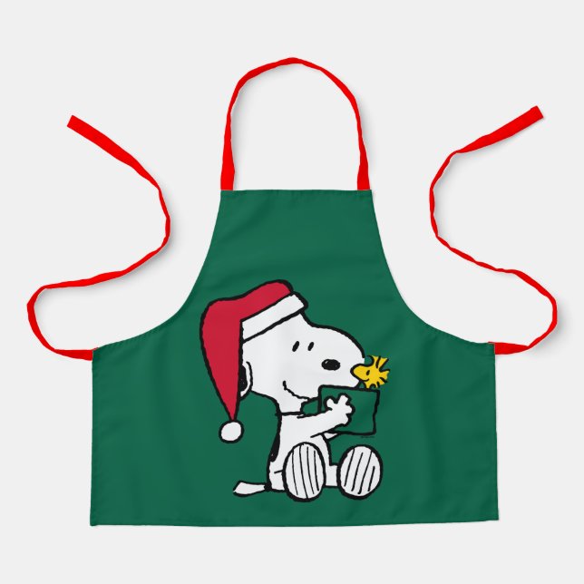 Erdnüsse | Snoopy Santa & Woodstock Geschenk Schürze (Vorderseite)