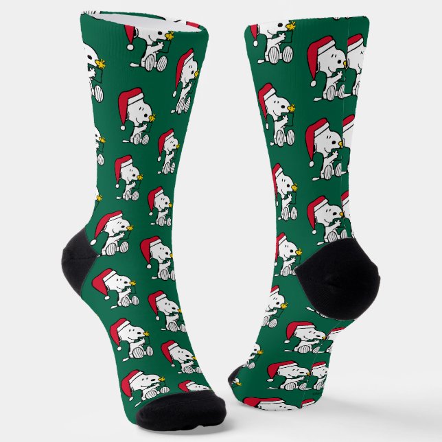 Erdnüsse | Snoopy Santa & Woodstock Geschenk Socken (Gewinkelt)