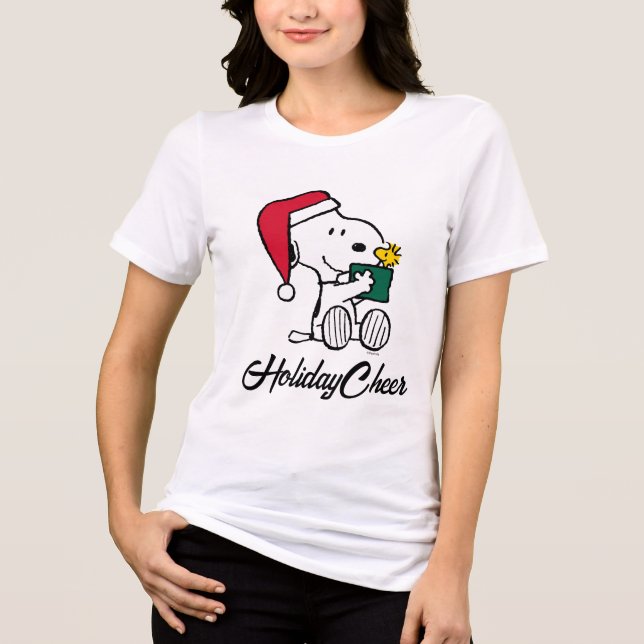 Erdnüsse | Snoopy Santa & Woodstock Geschenk Tri-Blend Shirt (Vorderseite)