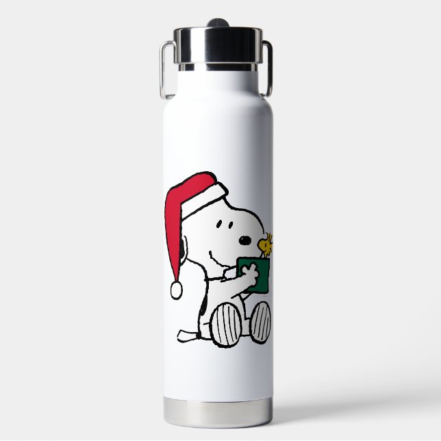 Erdnüsse | Snoopy Santa & Woodstock Geschenk Trinkflasche (Vorderseite)
