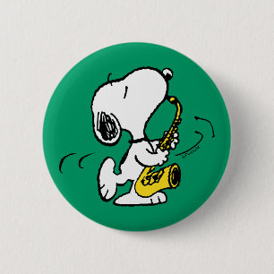 Erdnüsse   Snoopy Saxophone Player Button