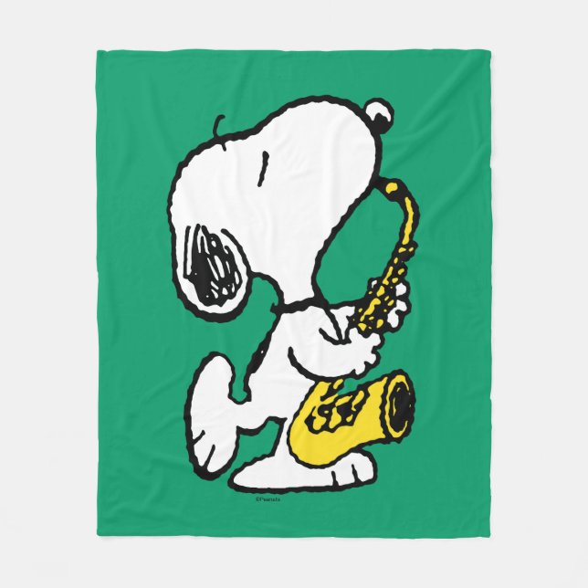 Erdnüsse | Snoopy Saxophone Player Fleecedecke (Vorderseite)