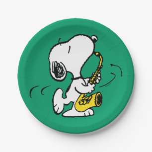 Erdnüsse   Snoopy Saxophone Player Pappteller