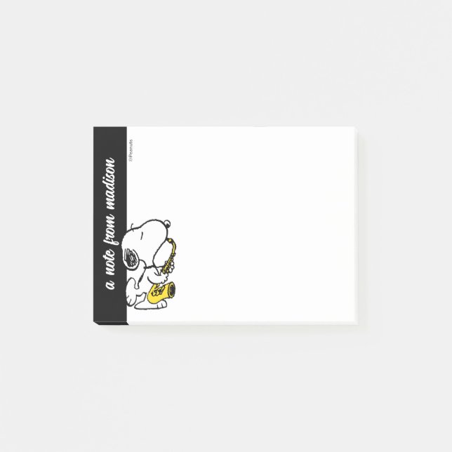 Erdnüsse | Snoopy Saxophone Player Post-it Klebezettel (Vorderseite)
