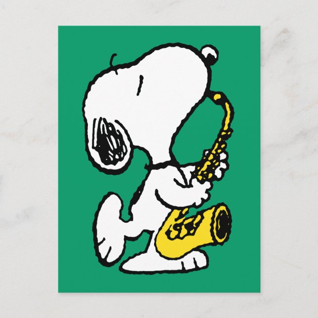 Erdnüsse | Snoopy Saxophone Player Postkarte (Vorderseite)