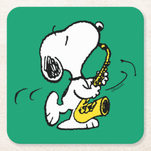 Erdnüsse   Snoopy Saxophone Player Rechteckiger Pappuntersetzer