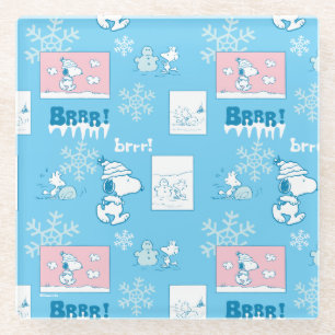 Erdnüsse   Snoopy Snow Day Patterns Glasuntersetzer