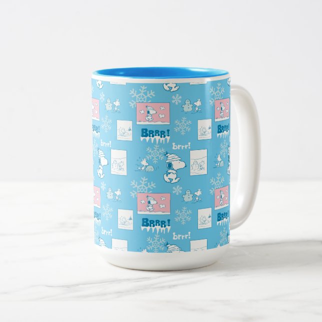 Erdnüsse | Snoopy Snow Day Patterns Zweifarbige Tasse (VorderseiteRechts)