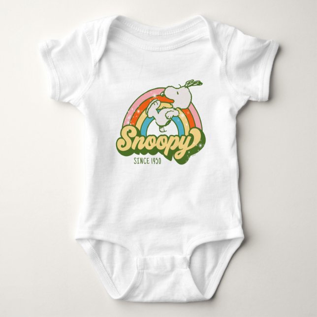 Erdnüsse | Snoopy Sparkle Rainbow Baby Strampler (Vorderseite)