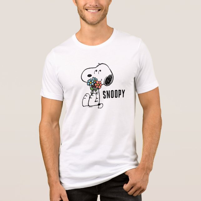 Erdnüsse | Snoopy Stopp & Riechen Sie die Blume Tri-Blend Shirt (Vorderseite)