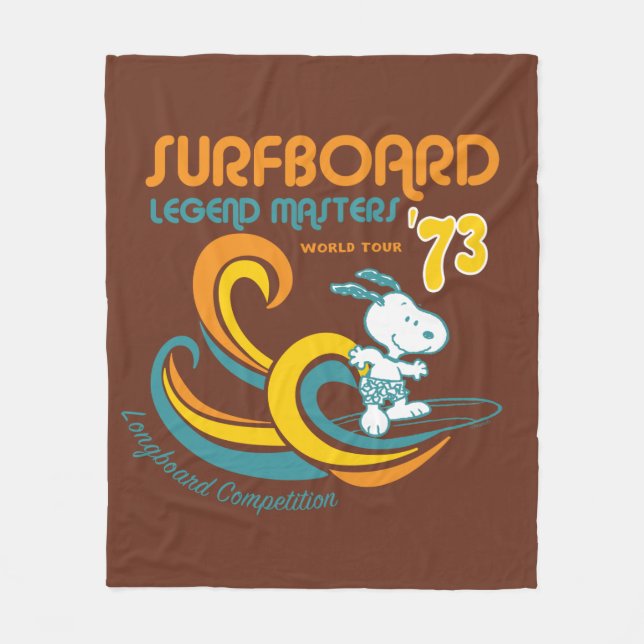 Erdnüsse | Snoopy Surfboard Longboard Wettbewerb Fleecedecke (Vorderseite)