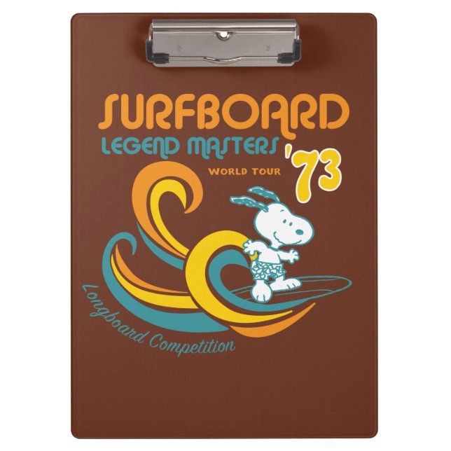 Erdnüsse | Snoopy Surfboard Longboard Wettbewerb Klemmbrett (Vorderseite)