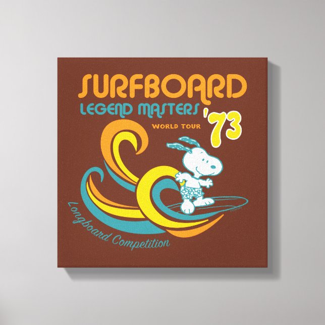 Erdnüsse | Snoopy Surfboard Longboard Wettbewerb Leinwanddruck (Vorderseite)