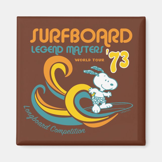 Erdnüsse | Snoopy Surfboard Longboard Wettbewerb Magnet (Vorne)