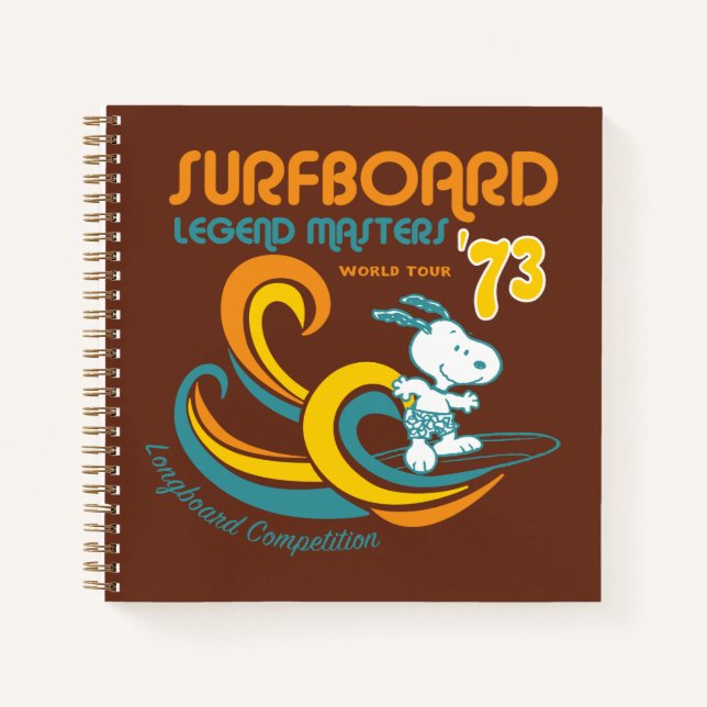 Erdnüsse | Snoopy Surfboard Longboard Wettbewerb Notizbuch (Vorderseite)