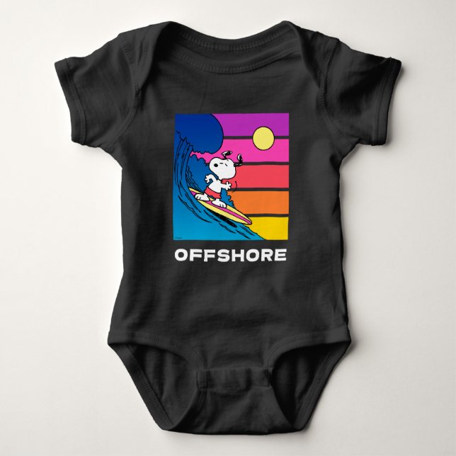 Erdnüsse | Snoopy Surfing Baby Strampler (Vorderseite)