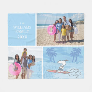 Erdnüsse   Snoopy Surfing   Name und Foto hinzufüg Fleecedecke