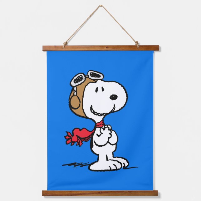 Erdnüsse | Snoopy the Fliegerace Wandteppich Mit Holzrahmen (Vorderseite)