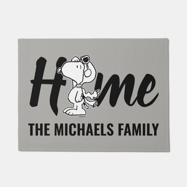 Erdnüsse | Snoopy the Flying Ace BW Fußmatte (Vorderseite)