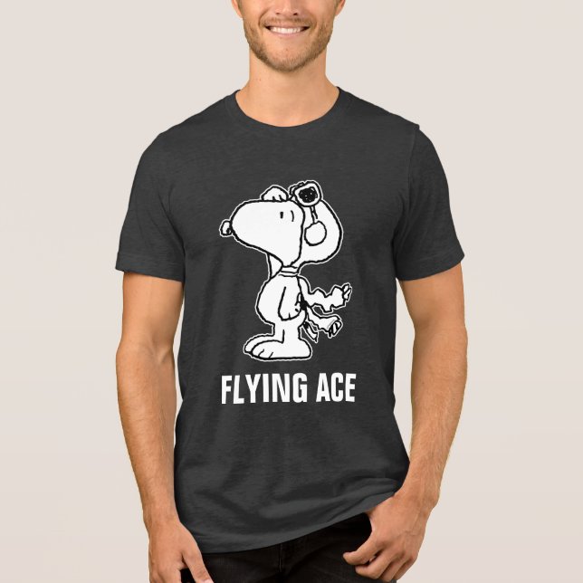 Erdnüsse | Snoopy the Flying Ace BW Tri-Blend Shirt (Vorderseite)