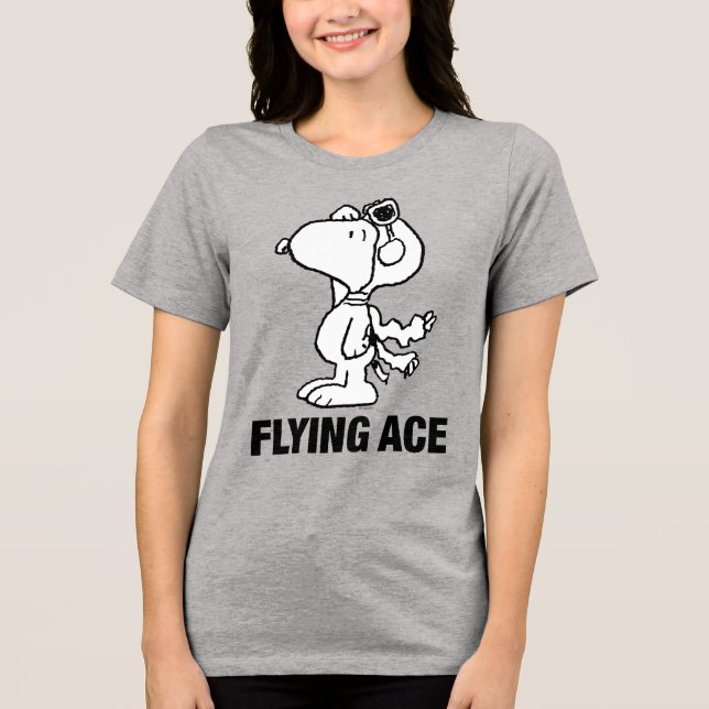 Erdnüsse | Snoopy the Flying Ace BW Tri-Blend Shirt (Vorderseite)