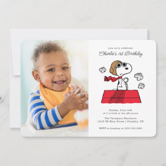 Erdnüsse | Snoopy the Flying Ace Foto Geburtstag Einladung