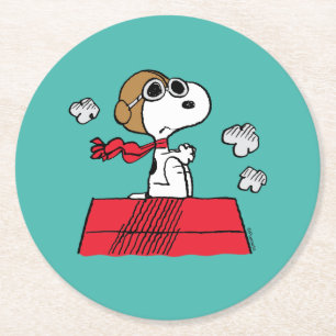 Erdnüsse   Snoopy the Flying Ace Runder Pappuntersetzer