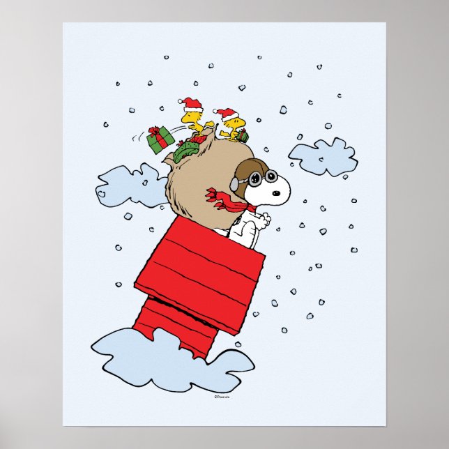 Erdnüsse | Snoopy the Flying Ace zu Weihnachten Poster (Vorne)