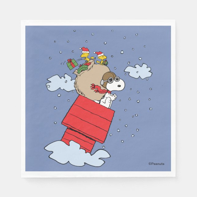 Erdnüsse | Snoopy the Flying Ace zu Weihnachten Serviette (Vorderseite)