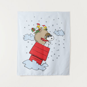 Erdnüsse   Snoopy the Flying Ace zu Weihnachten Wandteppich