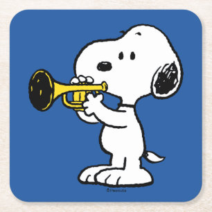 Erdnüsse   Snoopy Trumpet Player Rechteckiger Pappuntersetzer