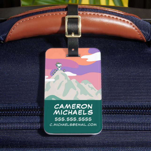 Erdnüsse | Snoopy & Truppe Wandern im Berg Gepäckanhänger (Vorderseite Insitu 2)