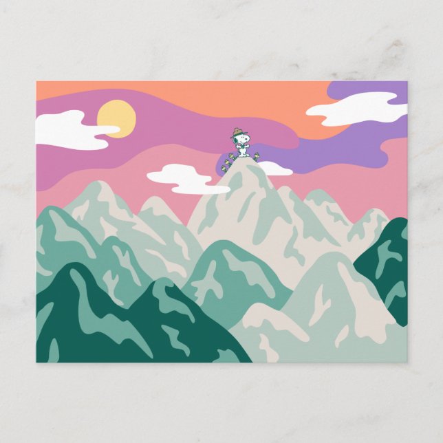 Erdnüsse | Snoopy & Truppe Wandern im Berg Postkarte (Vorderseite)