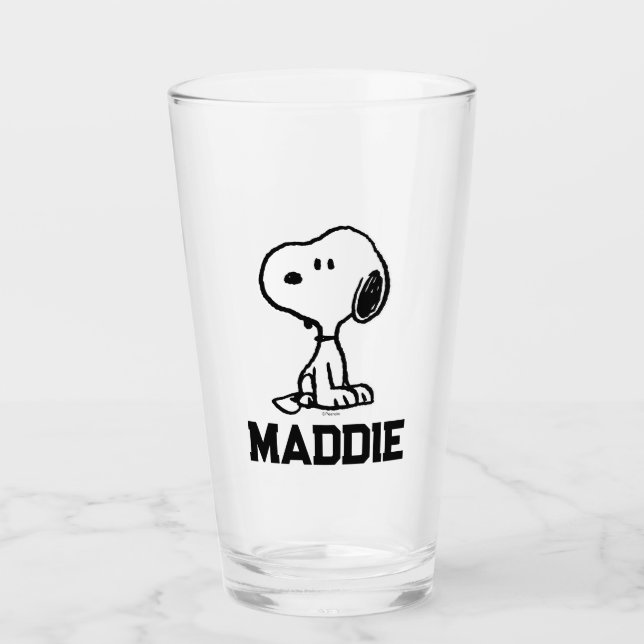 Erdnüsse | Snoopy Turns | Name hinzufügen Glas (Vorderseite)