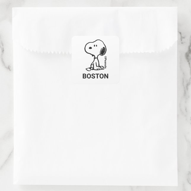 Erdnüsse | Snoopy Turns Quadratischer Aufkleber (Tasche)