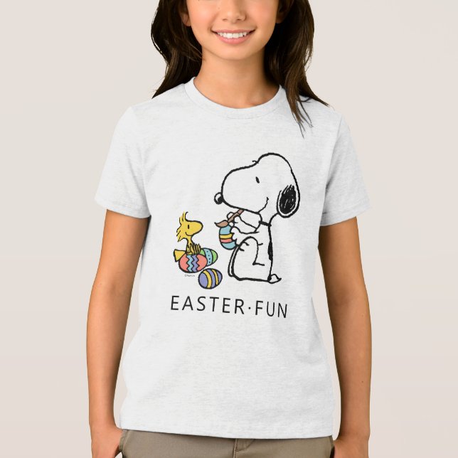 Erdnüsse | Snoopy- und Holzbemalereieier Tri-Blend Shirt (Vorderseite)