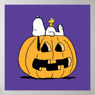 Erdnüsse   Snoopy und Jack-O-Lantern aus Holz Poster