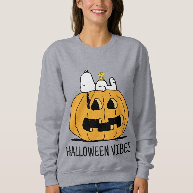 Erdnüsse | Snoopy und Jack-O-Lantern aus Holz Sweatshirt (Vorderseite)