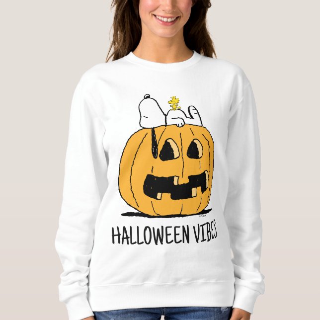 Erdnüsse | Snoopy und Jack-O-Lantern aus Holz Sweatshirt (Vorderseite)