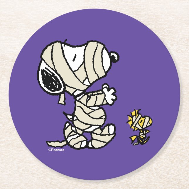 Erdnüsse | Snoopy und Waldmumies Runder Pappuntersetzer (Vorderseite)