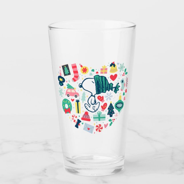 Erdnüsse | Snoopy Urlaub Glück Herz Glas (Vorderseite)