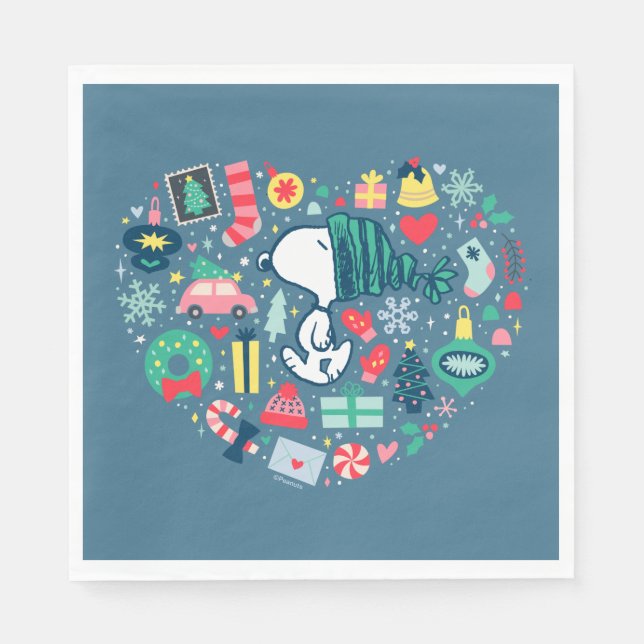 Erdnüsse | Snoopy Urlaub Glück Herz Serviette (Vorderseite)