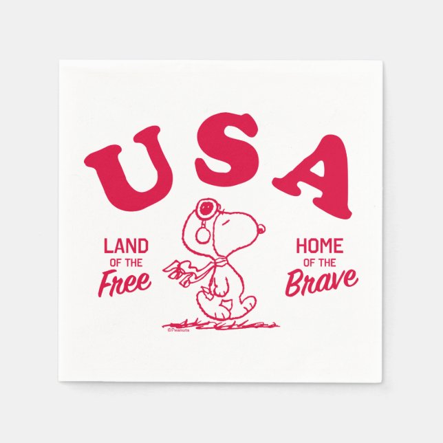 Erdnüsse | Snoopy USA Land of the Free Serviette (Vorderseite)
