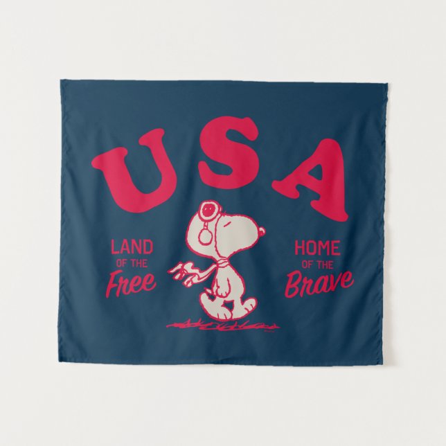 Erdnüsse | Snoopy USA Land of the Free Wandteppich (Vorderseite (Horizontal))