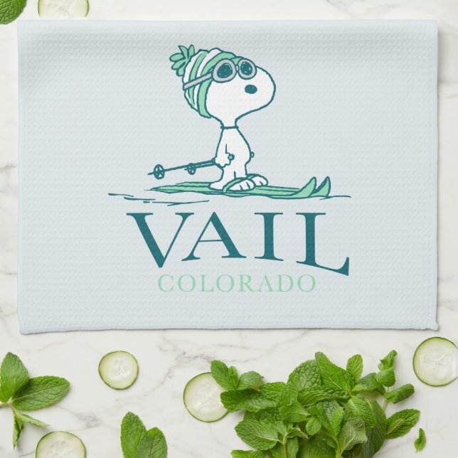 Erdnüsse | Snoopy Vail Colorado Geschirrtuch (Gefaltet)