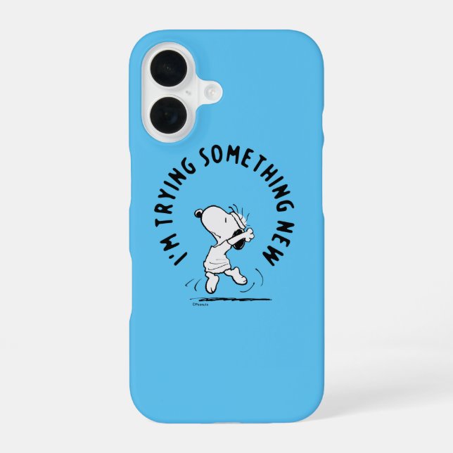 Erdnüsse | Snoopy versucht etwas Neues iPhone 16 Hülle (Rückseite)