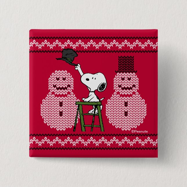 Erdnüsse | Snoopy Weihnachten Pullover Snowman Button (Vorderseite)
