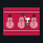 Erdnüsse | Snoopy Weihnachten Pullover Snowman Postkarte<br><div class="desc">Feiern Sie die Ferien und Ihre Liebe der Erdnüsse mit diesem Ugly Weihnachtspulli-Design mit Snoopy und einer Reihe von Schneemännern.</div>