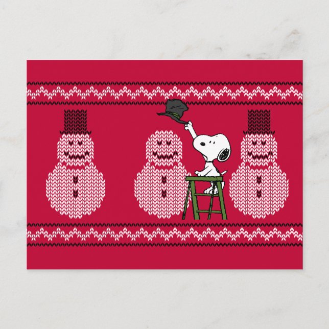 Erdnüsse | Snoopy Weihnachten Pullover Snowman Postkarte (Vorderseite)