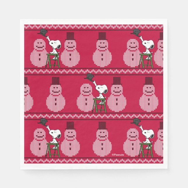 Erdnüsse | Snoopy Weihnachten Pullover Snowman Serviette (Vorderseite)